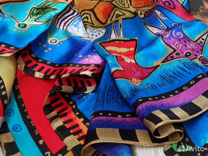 Шелковый платок бирюзовый