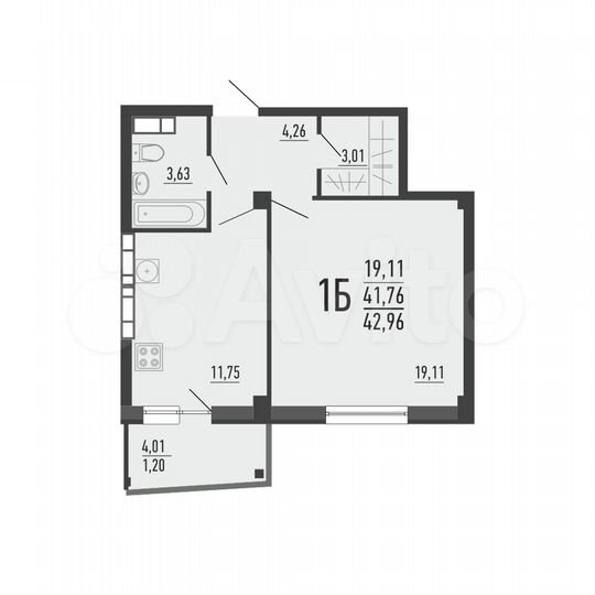 1-к. квартира, 43 м², 15/16 эт.