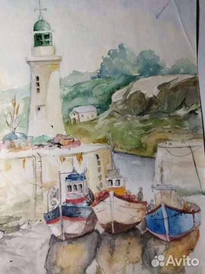 Картина акварель, бумага, ученическая