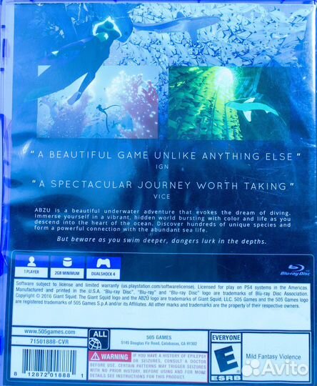 Диск для PS4 Abzu б/у с гарантией
