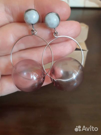 Серьги с стеклянными бусинами