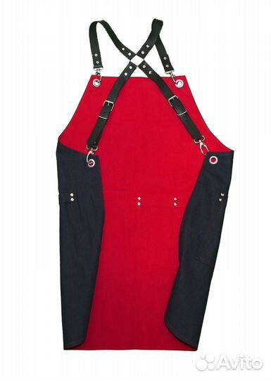 Фартук двусторонний с кожаными ремнями