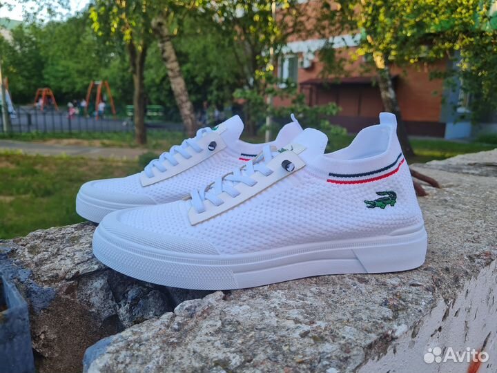 Мужские кеды Lacoste белые на лето новые
