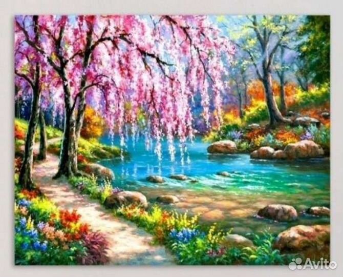 Алмазная мозаика без подрамника 40*50 Сакура