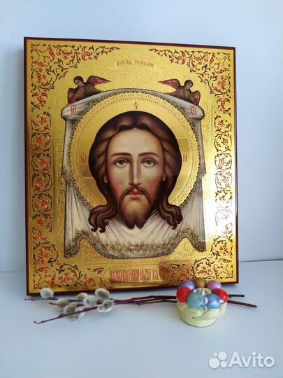 Рукописная икона Спас Нерукотворный