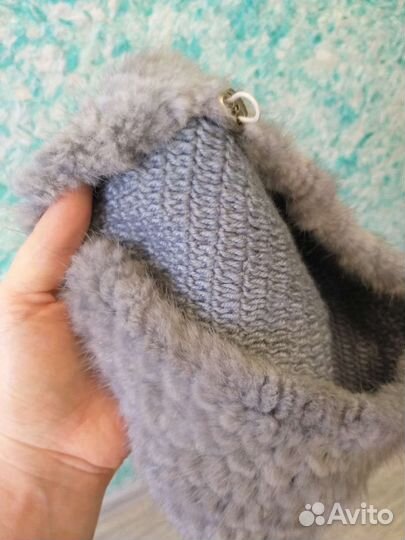 Шапка норковая вязаная женская