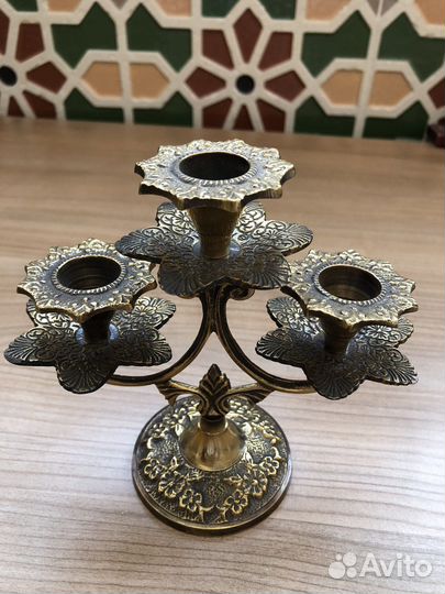 Подсвечник старинный из бронзы. Индия