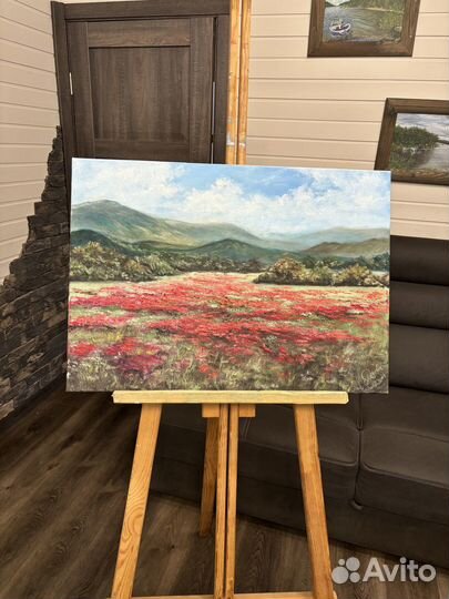 Картина маслом на холсте пейзаж горы маки
