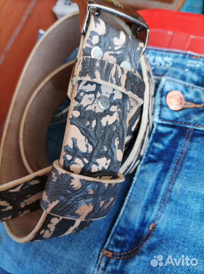 Ремень кожаный для джинс ручная работа