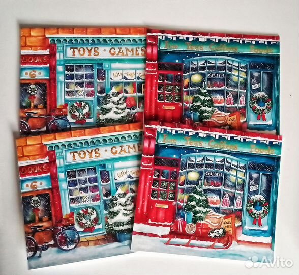 Новогодние открытки с авторскими иллюстрациями