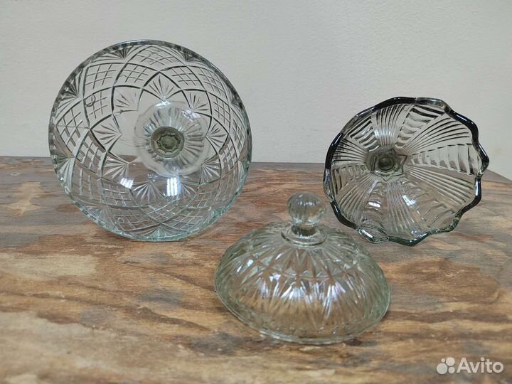 Вазочки старинные(зеленоватое стекло