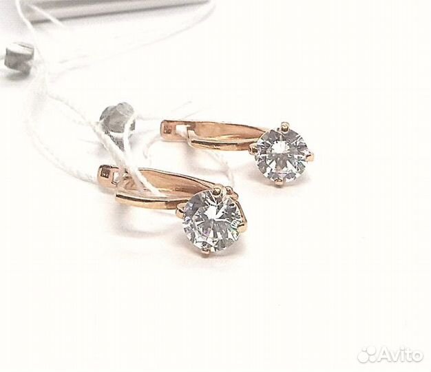 Золотые серьги с фианитом