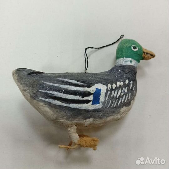 Ёлочная игрушка СССР утка папье-маше вата