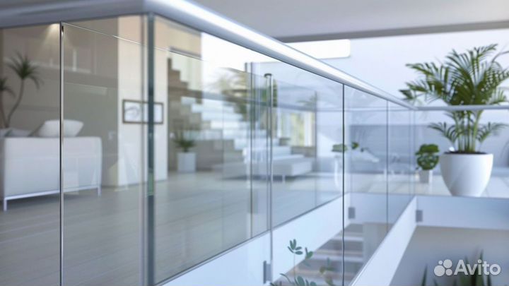 Ограждение для лестницы из стекла