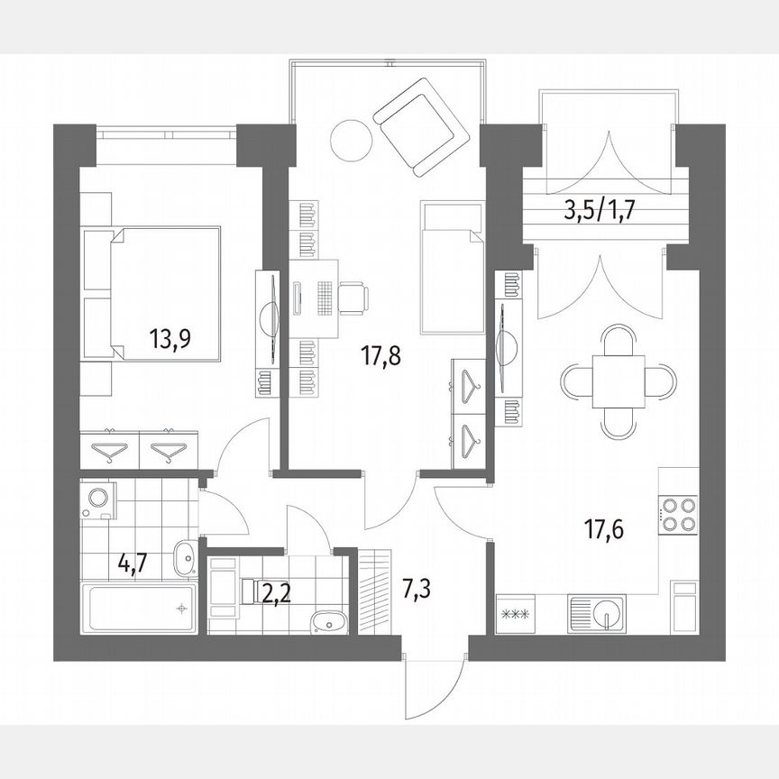 2-к. квартира, 65,3 м², 13/13 эт.