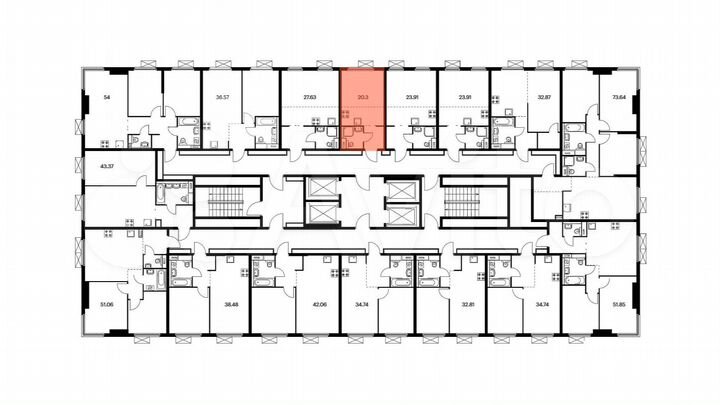 Квартира-студия, 20,3 м², 32/33 эт.
