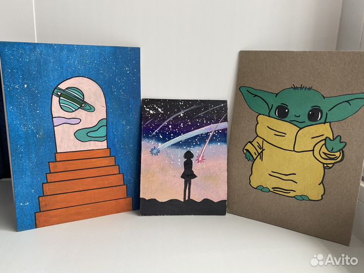 Картины на крафтовом картоне