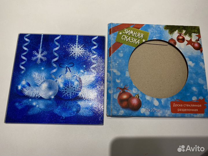 Новогодний сувенир новая разделочная доска стекло