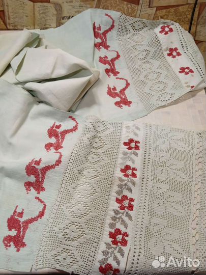 Старинные платки, рушник ручной работы, покрывло