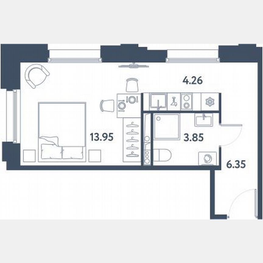 Апартаменты-студия, 28,4 м², 15/16 эт.