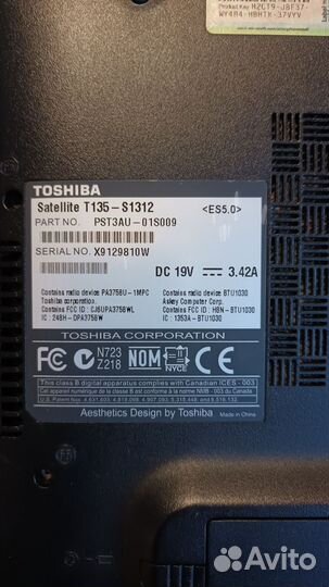 Ноутбук Toshiba satellite T135-S1312 на разбор