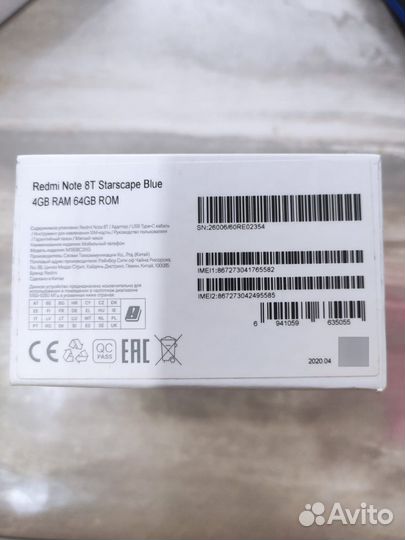 Xiaomi Redmi Note 8T, 4/64 ГБ