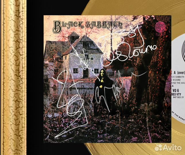 Black Sabbath золотая пластинка в рамке автографы
