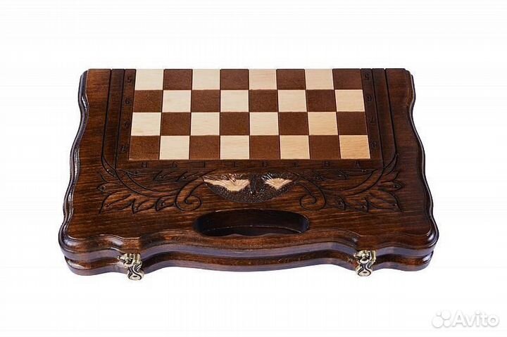 Шахматы и нарды резные с Араратом с ручкой 30 х 36 см бук Армения 62398