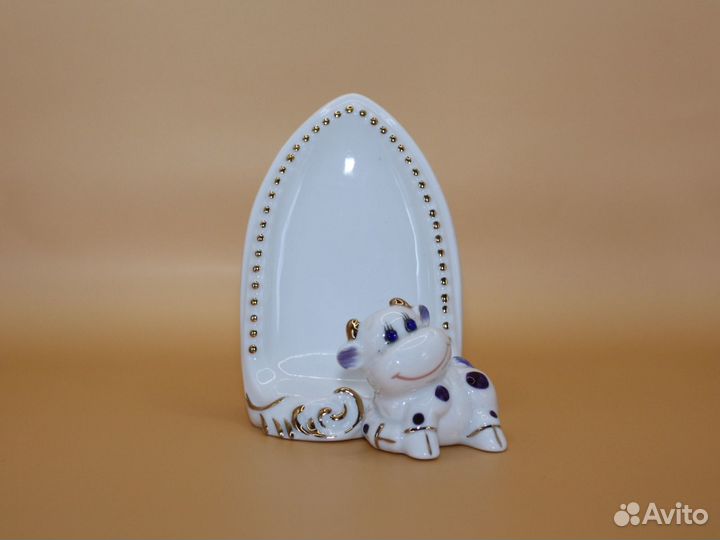 Салфетница фарфоровая. «Бычок». 12 см. Стразы