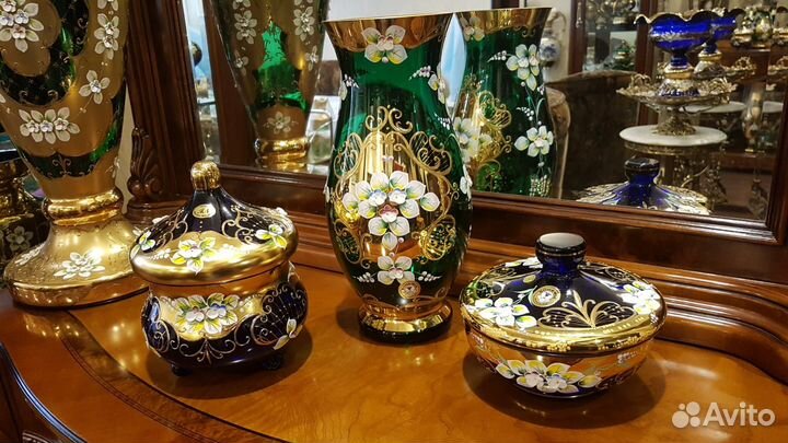 Ваза кофетница Богемия. Смальта