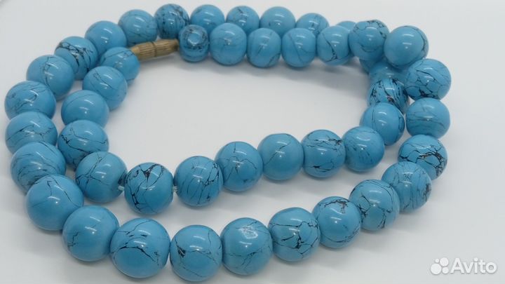 Бусы СССР натуральные бирюза говлит крупные