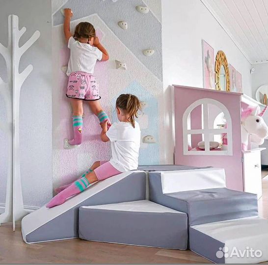 Мягкий Игровой набор Горка-4 серо-белый