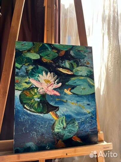 Картина маслом на холсте интерьерная кувшинки