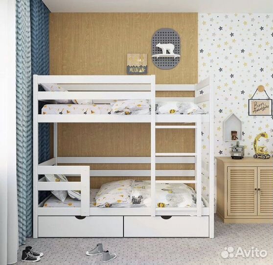 Двухъярусная кровать из массива