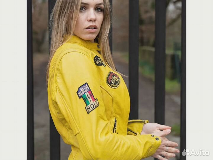 Мотокуртка кожаная женская Holyfreedom Yellow