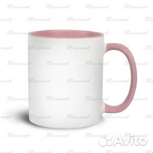 Кружка цветная, ручка и внутри розовая