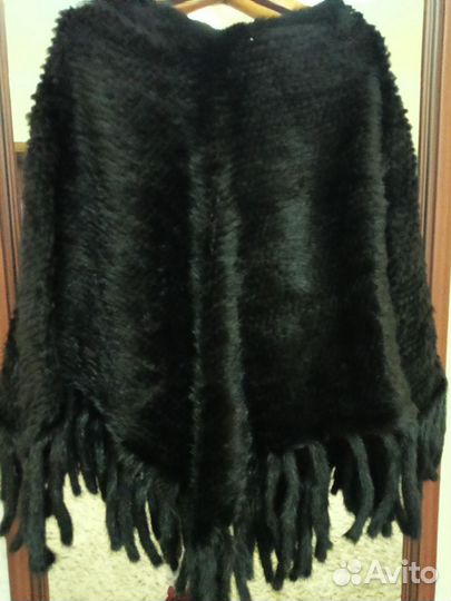Шуба норковая с капюшоном, автоледи, пончо