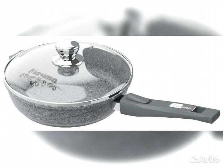 Сковорода d22 съемн ручка с крышкой Premium grey