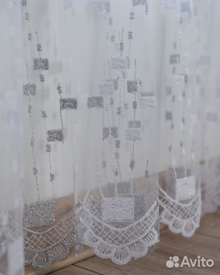 Тюль Мона Серебро готовый