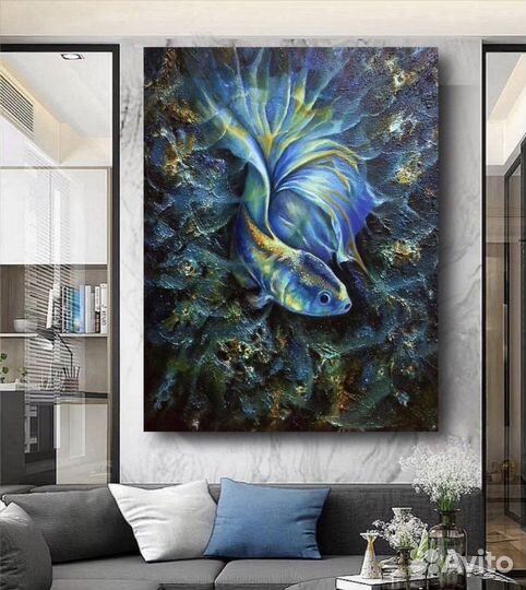 Картины Рыба маслом на холсте в интерьер