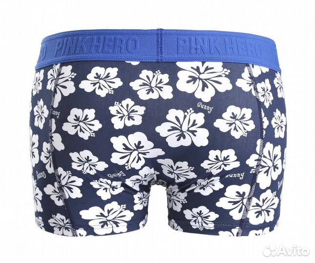 Боксеры мужские Pink Hero синие цветочный принт