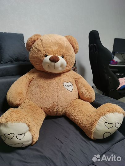 Большой плюшевый медведь метровый