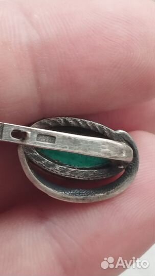 Серьги СССР серебро, нефрит перстень