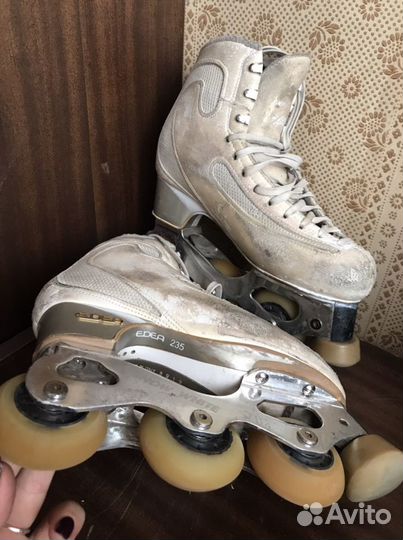 Роликовые коньки, ролики 235/230 snow white