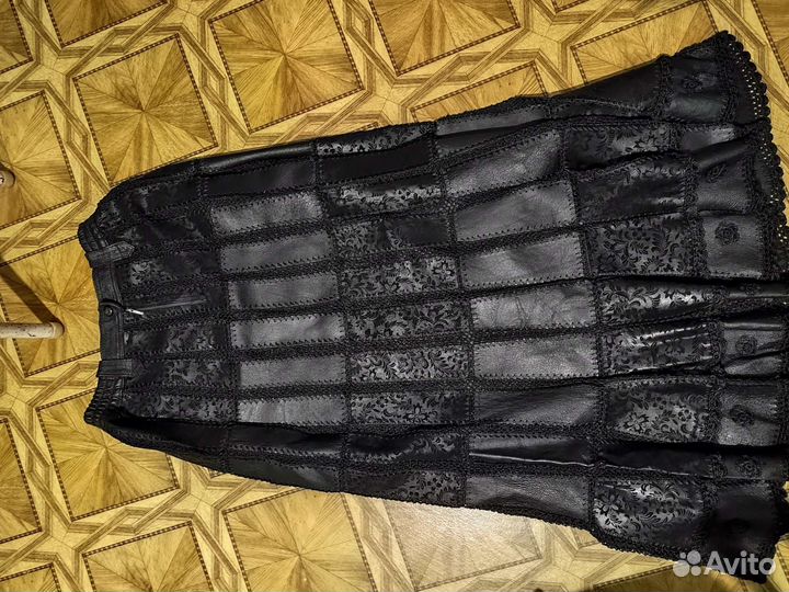 Кожаная юбка натуральная длинная