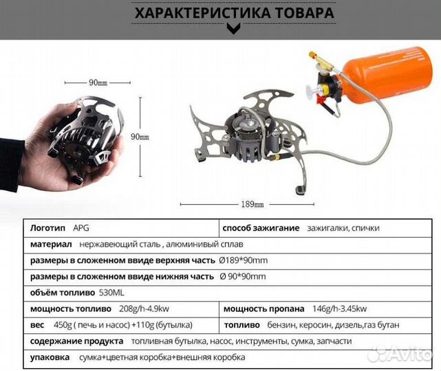 Горелка мультитопливная примус,бензин,керосин,газ
