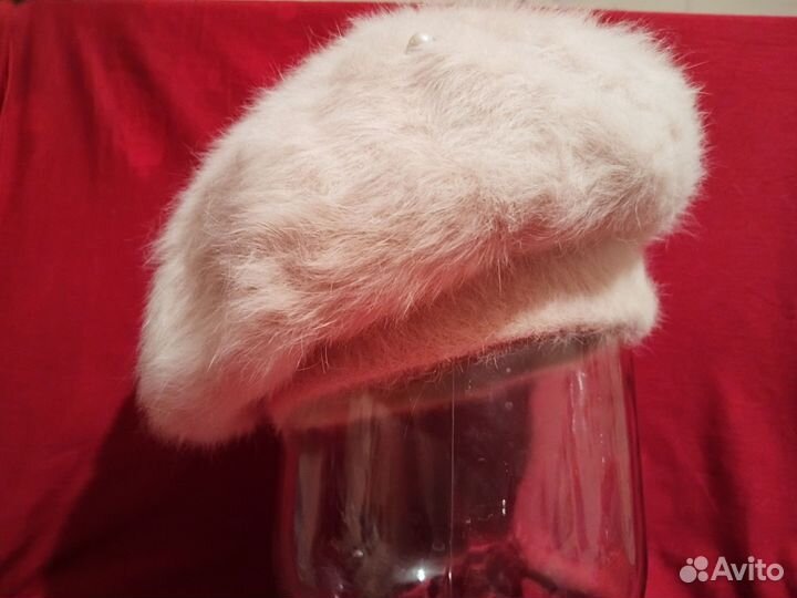 Берет новый женский с шарфом, кролик, 56 р