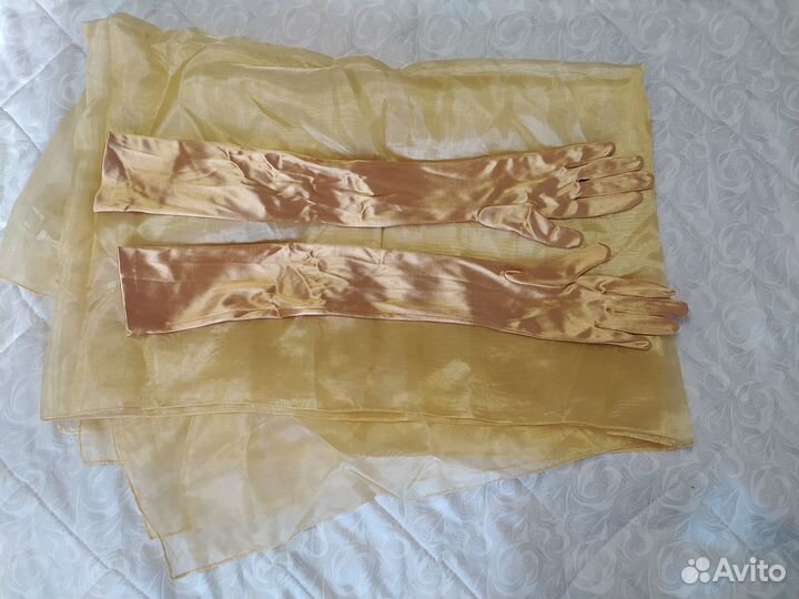 Перчатки женские высокие с палантином