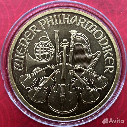 Золотая монета 31.1гр филармоникер