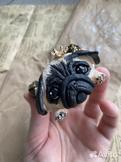 Подсвечник собака мопс